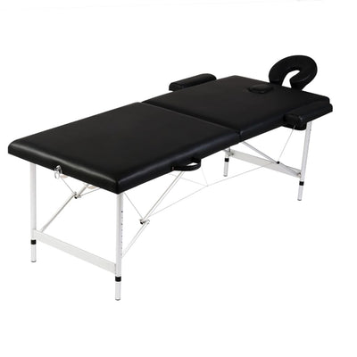 Vidaxl Massage Table con 2 zone pieghevole cornice in alluminio nero