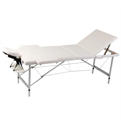 Vidaxl Massaje plegable Tabla 3 Zonas con marco de aluminio (crema)