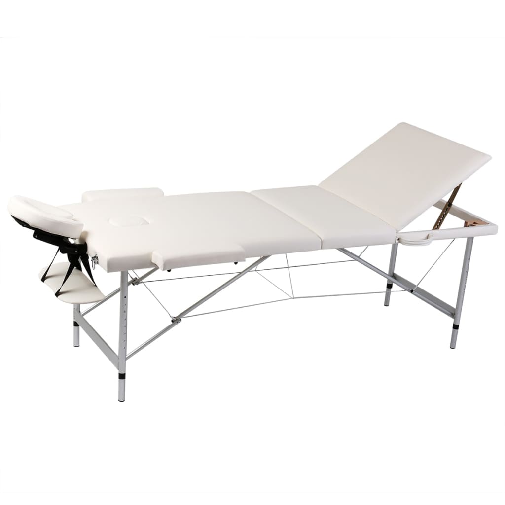 Vidaxl Massaje plegable Tabla 3 Zonas con marco de aluminio (crema)