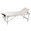 VIDAXL MASSAGGIO PILABILE Tabella 3 zone con telaio in alluminio (crema)
