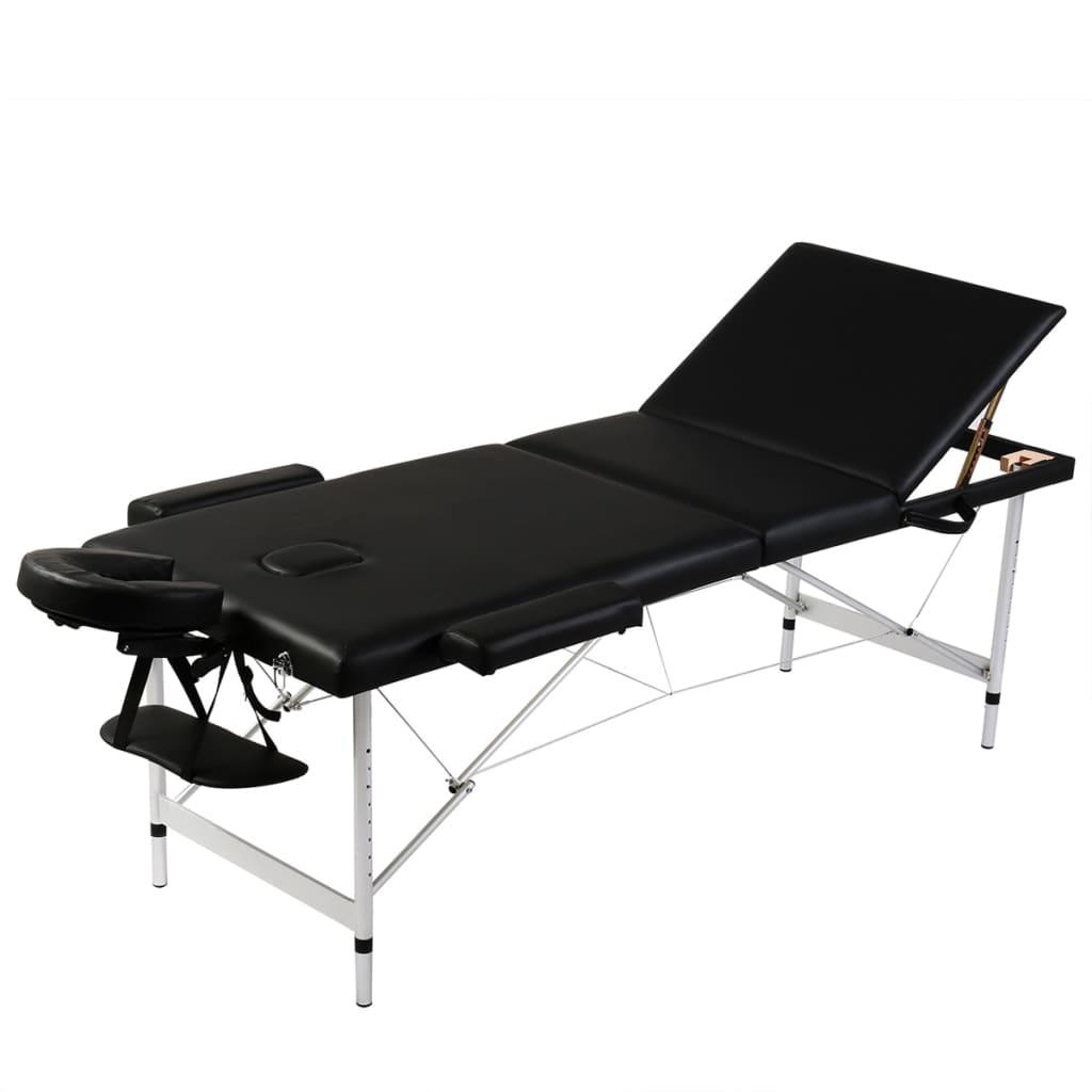 Massage pieghevole Vidaxl Tabella 3 zone con cornice in alluminio (nero)
