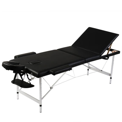 Vidaxl Massaje plegable Tabla 3 Zonas con marco de aluminio (negro)