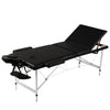 Massage pieghevole Vidaxl Tabella 3 zone con cornice in alluminio (nero)