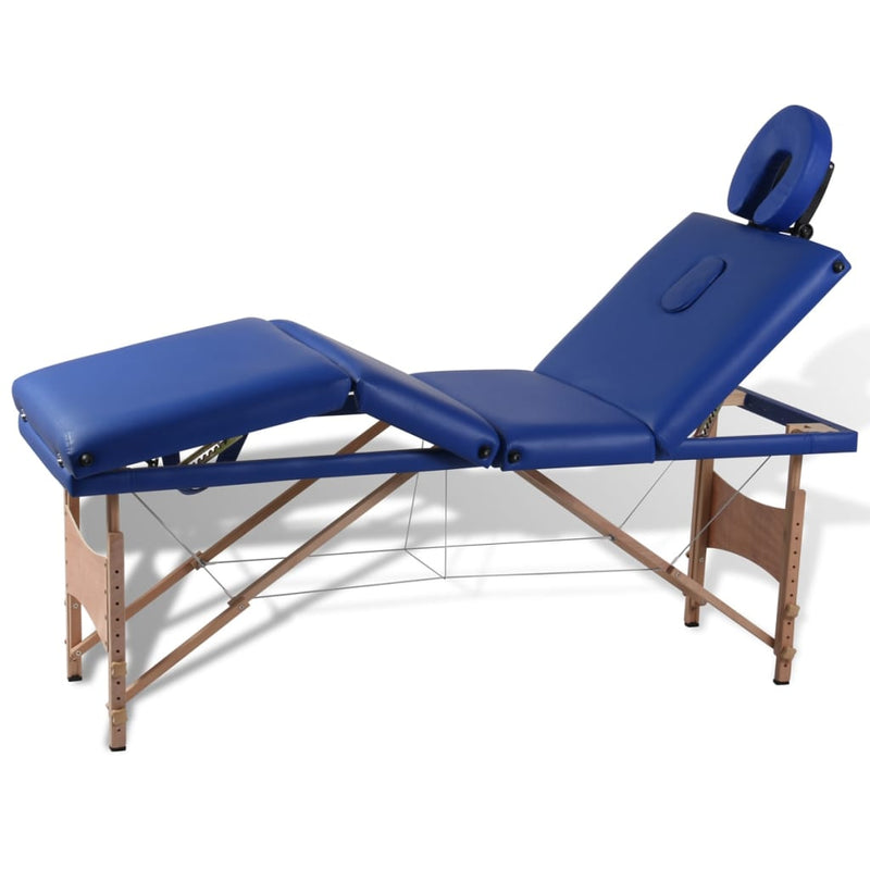 Vidaxl Folleble Massage Tabella 4 zone con telaio in legno (blu)