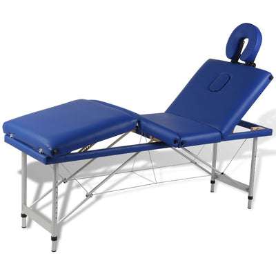 Mesa de masaje Vidaxl plegable con marco de aluminio (cuatro partes azul)