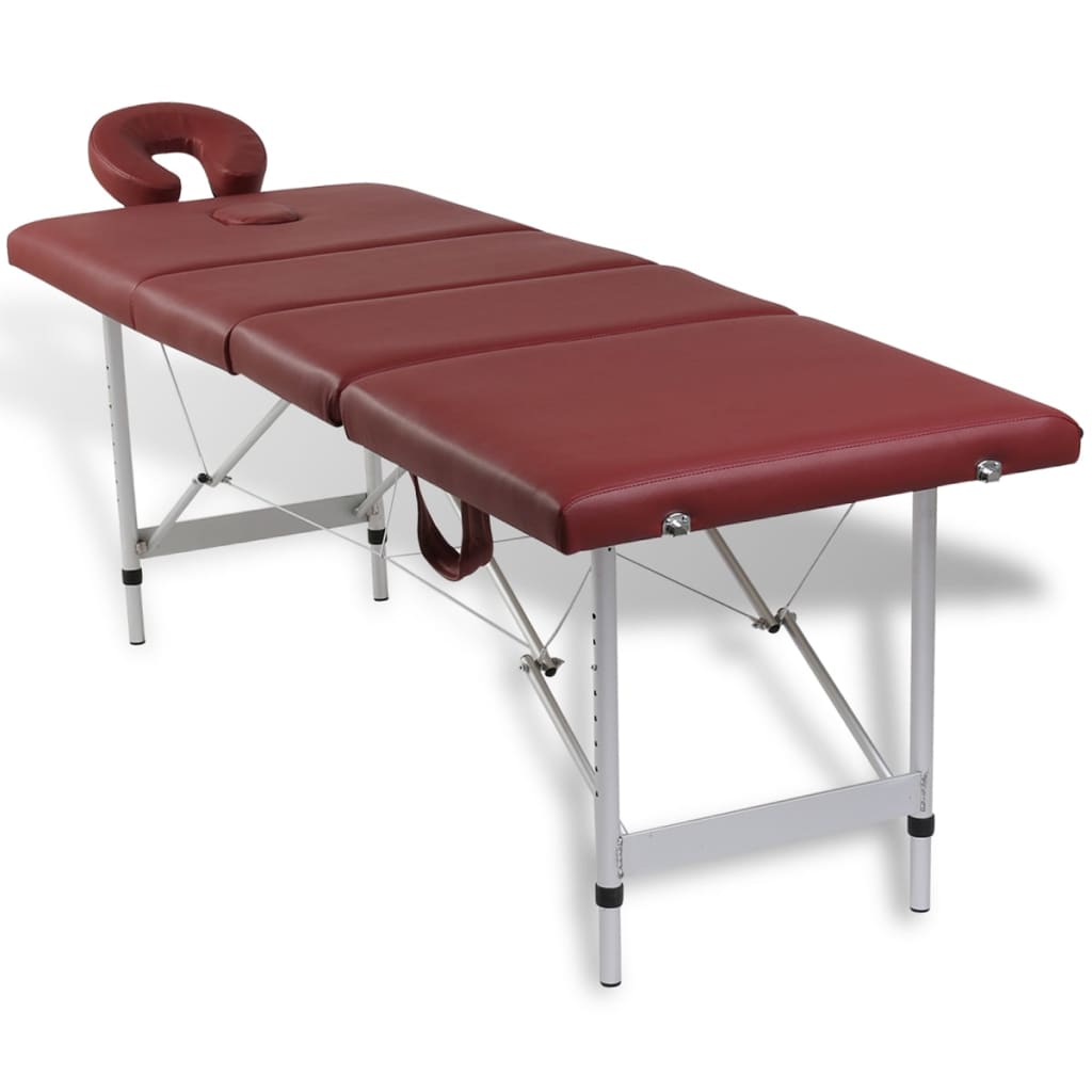 Tabla de masaje Vidaxl plegable con marco de aluminio (cuatro partes rojo)