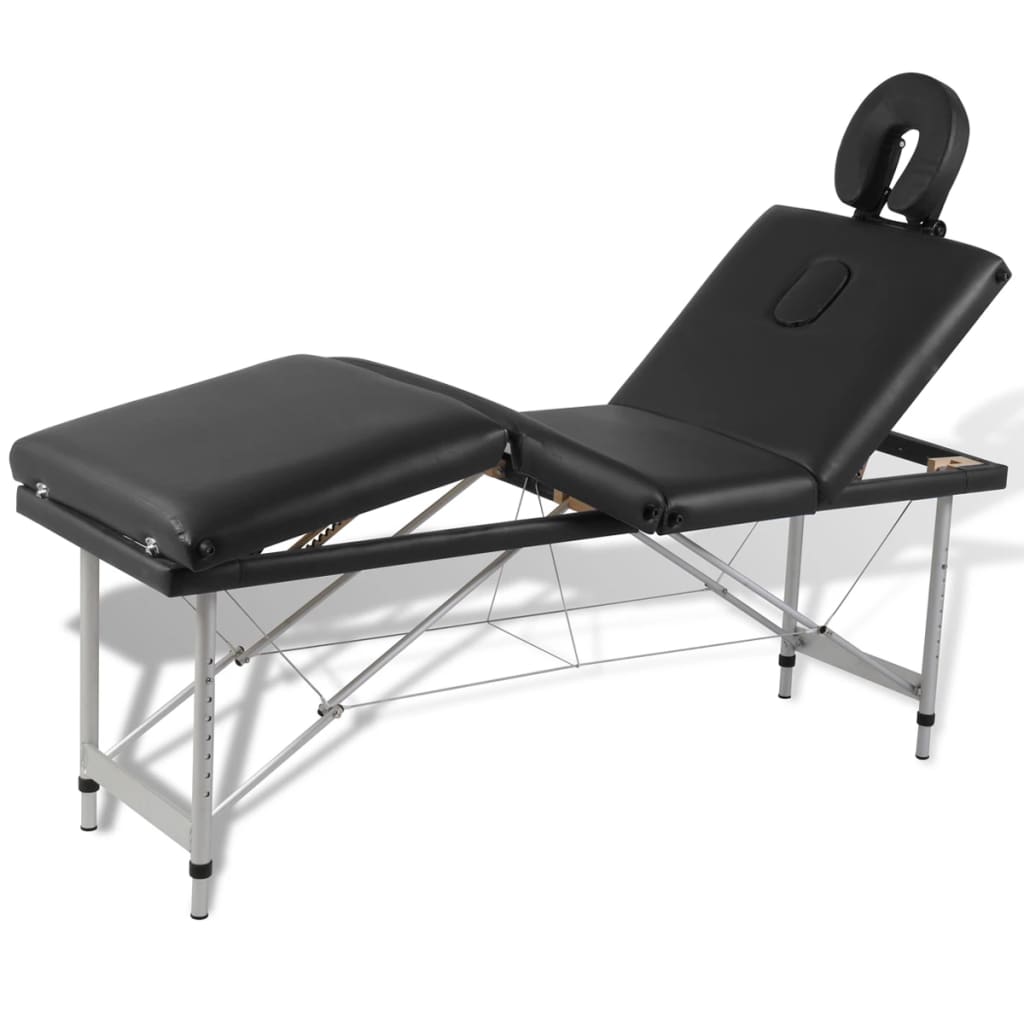 Vidaxl Massage Table con 4 zone pieghevole cornice in alluminio nero
