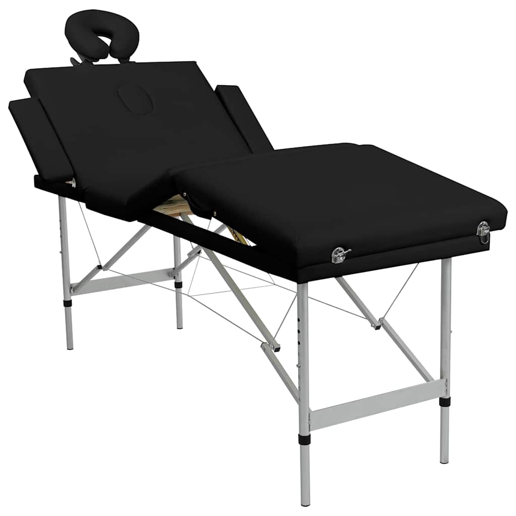 Vidaxl Massage Table con 4 zone pieghevole cornice in alluminio nero