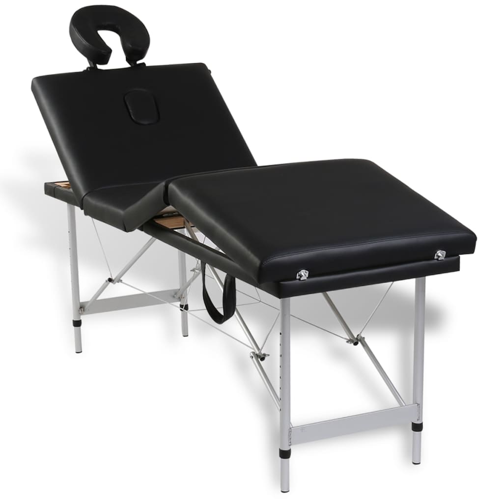 Mesa de masaje Vidaxl con 4 zonas marco de aluminio plegable negro