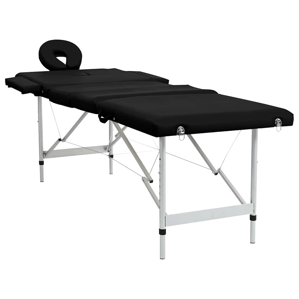 Vidaxl Massage Table con 4 zone pieghevole cornice in alluminio nero