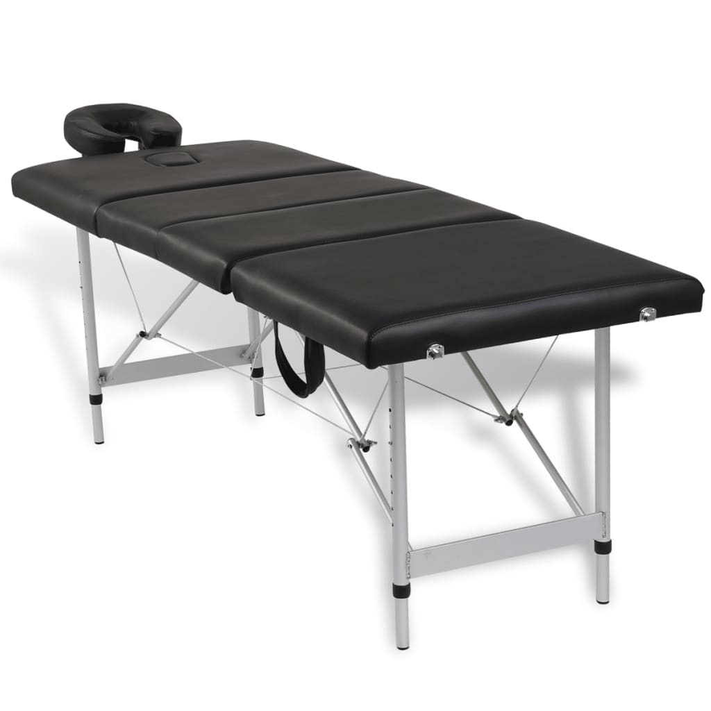 Mesa de masaje Vidaxl con 4 zonas marco de aluminio plegable negro