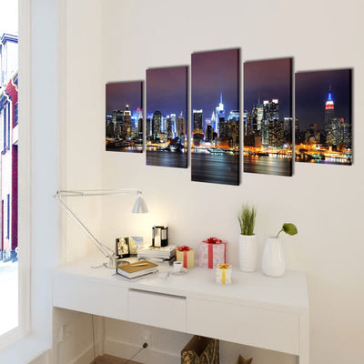 Vidaxl Canvas Wall Pint Set colorido de York Skyline 100 x 50 cm
