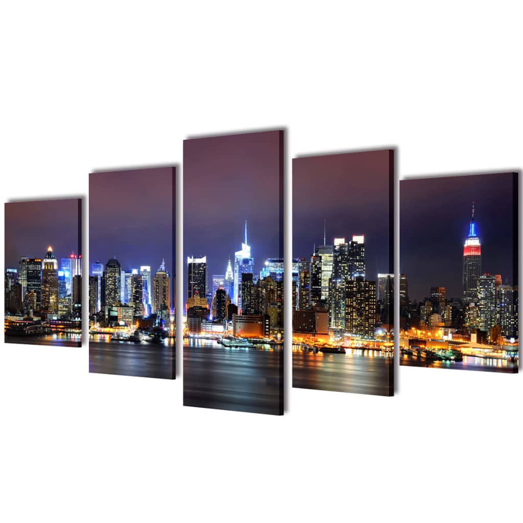 Vidaxl Canvas Pressione murale set colorato skyline di York 200 x 100 cm