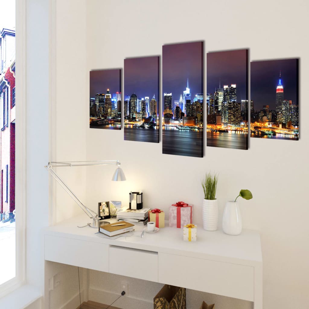 Vidaxl Canvas Pressione murale set colorato skyline di York 200 x 100 cm