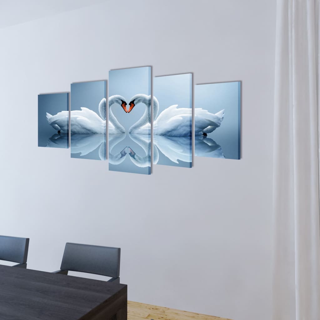 VidaXL cuadro en lienzo set cisne 100 x 50 cm