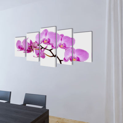 VidaXL cuadro en lienzo set orquídea 100 x 50 cm