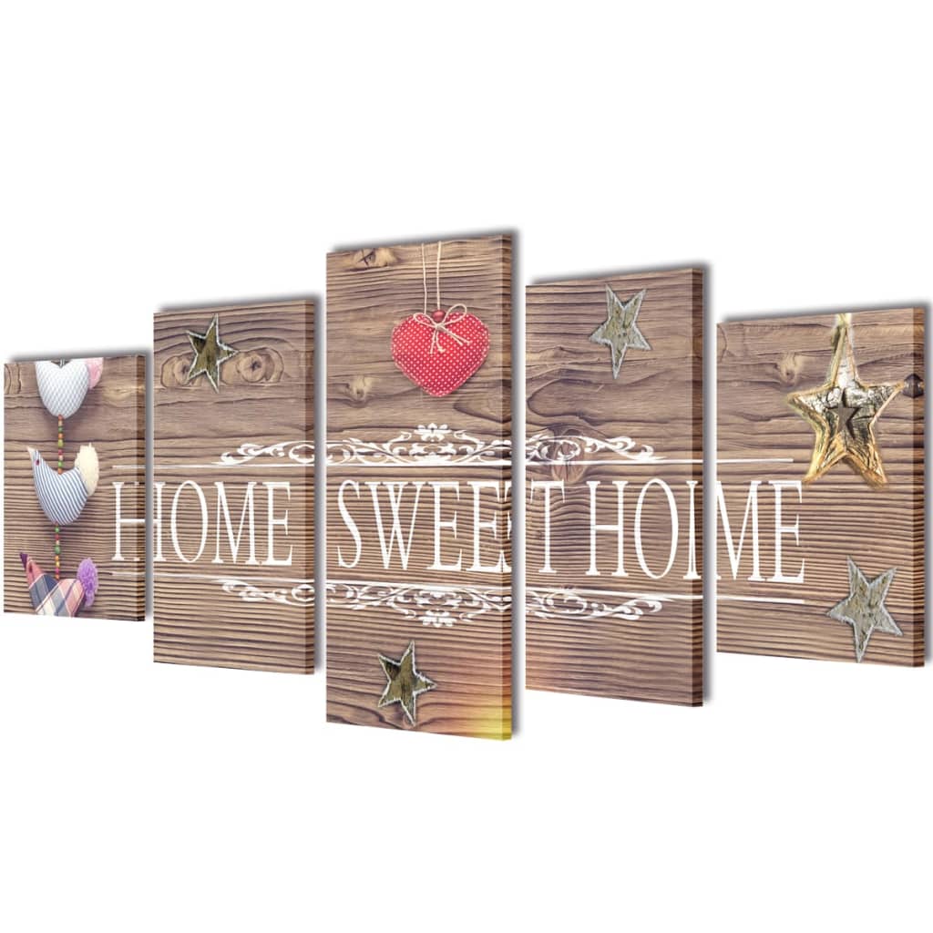 Vidaxl Canvas Stampa murale set Home Sweet Home Design 200 x 100 cm