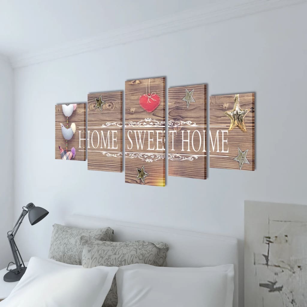 Vidaxl Canvas Stampa murale set Home Sweet Home Design 200 x 100 cm