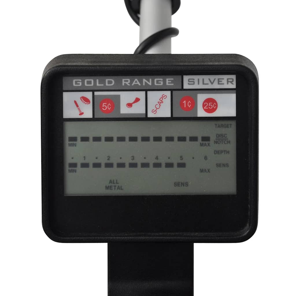 Detector de metal Vidaxl con disco de búsqueda de pantalla LCD 20 cm de profundidad de búsqueda de 300 cm