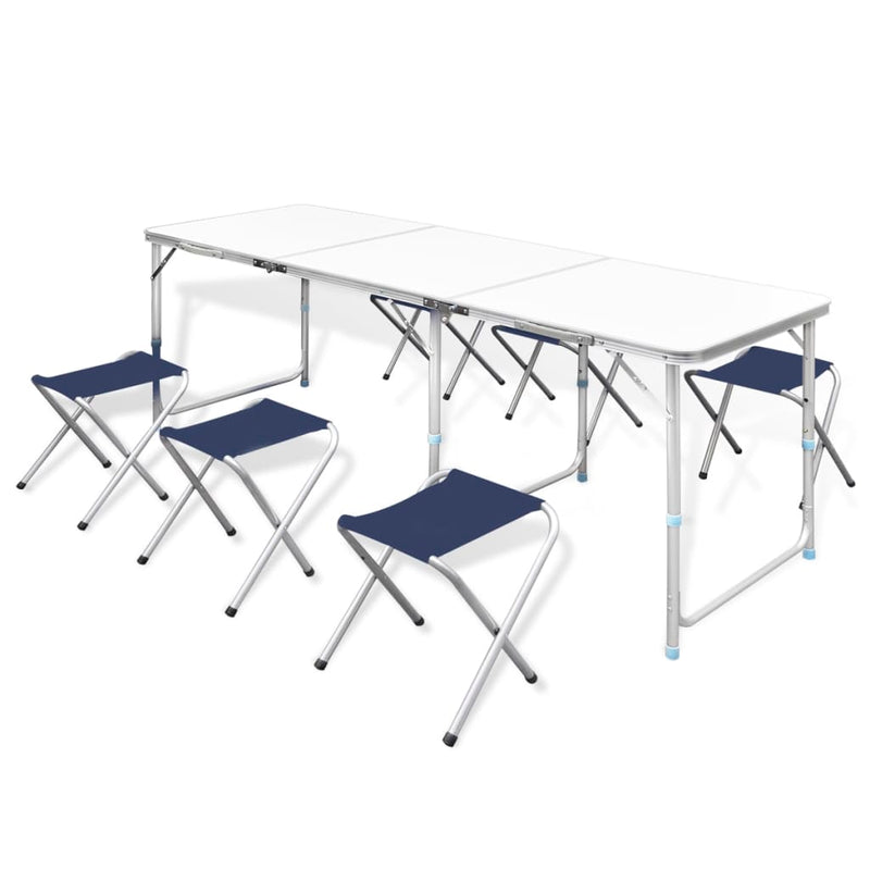 Vidaxl Camping Table in altezza regolabile con 6 sgabelli 180x60 cm