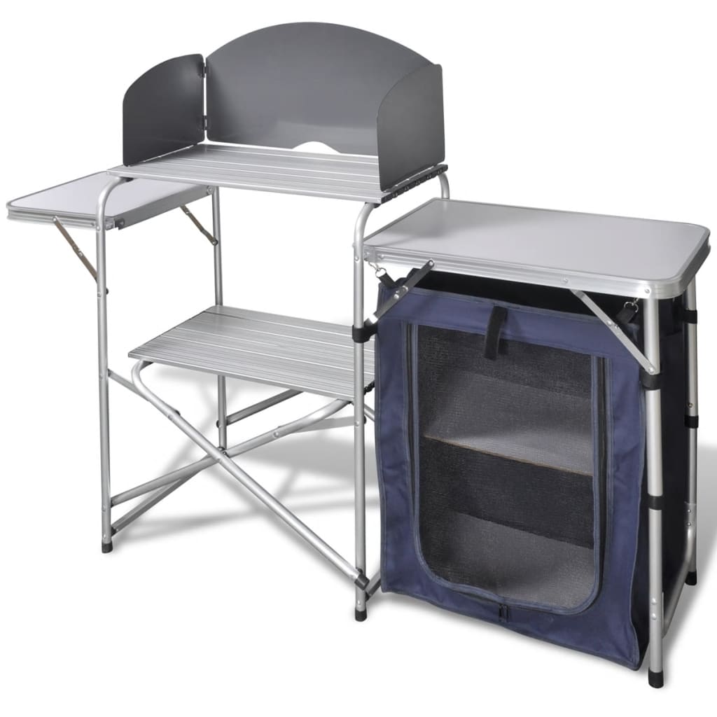 Vidaxl Camping Kitchen plegable con parabrisas de aluminio