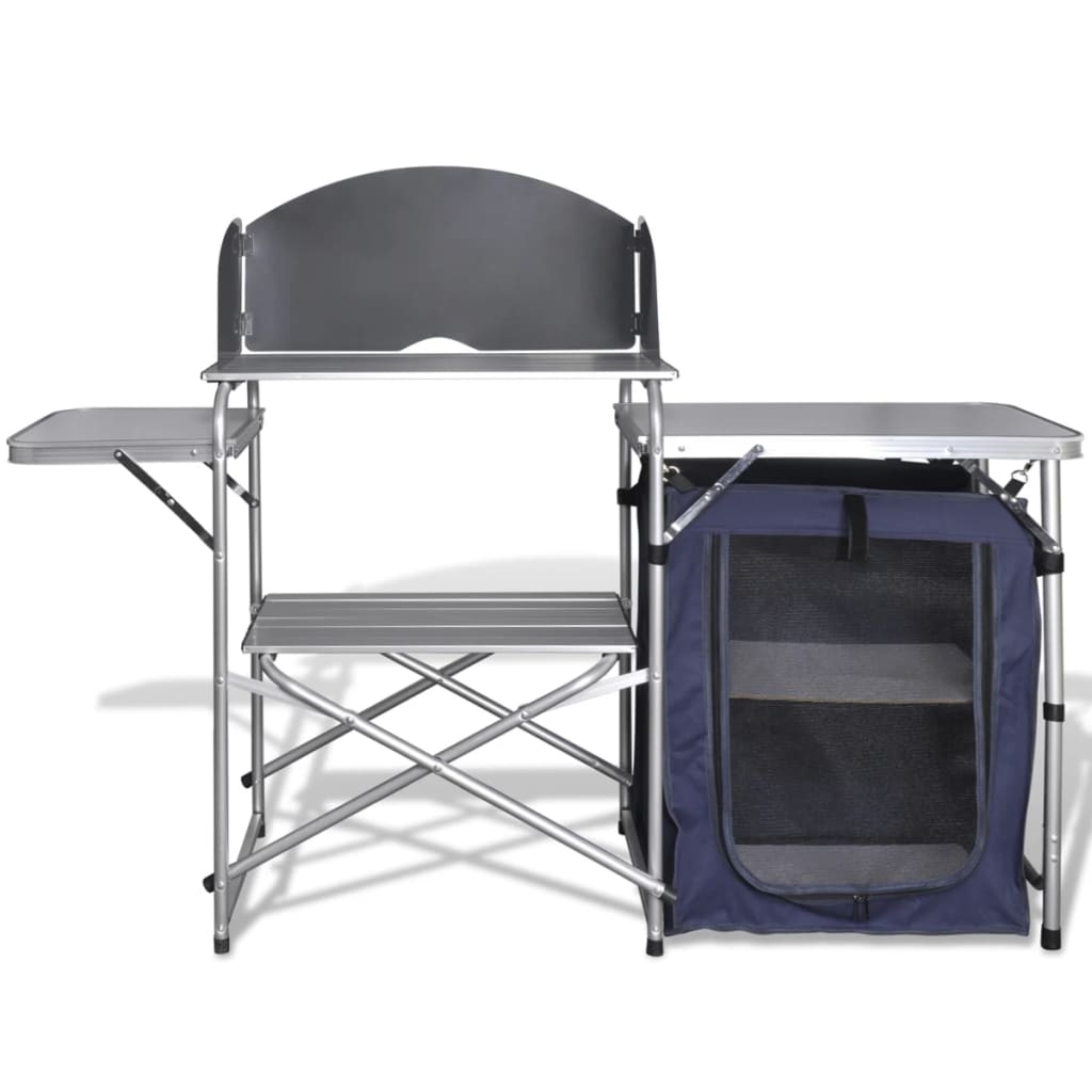Vidaxl Camping Kitchen plegable con parabrisas de aluminio