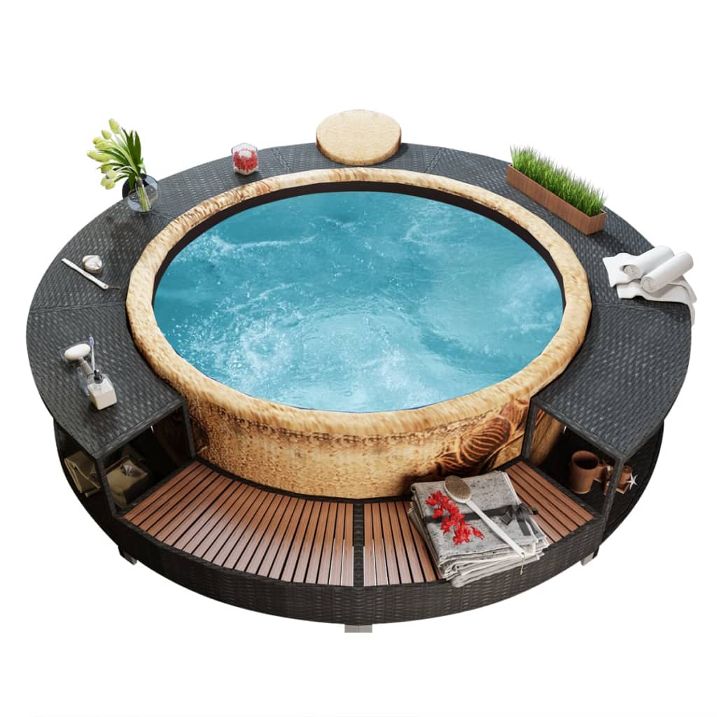 Vidaxl Hottub -mouw Poly Rattan Black