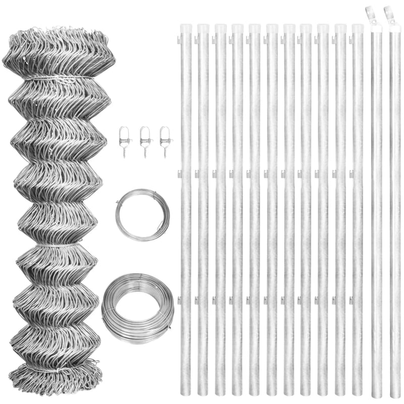 Vidaxl Mesh cerca con pilas de 25x1 M Galvanized Steel Silver Colored