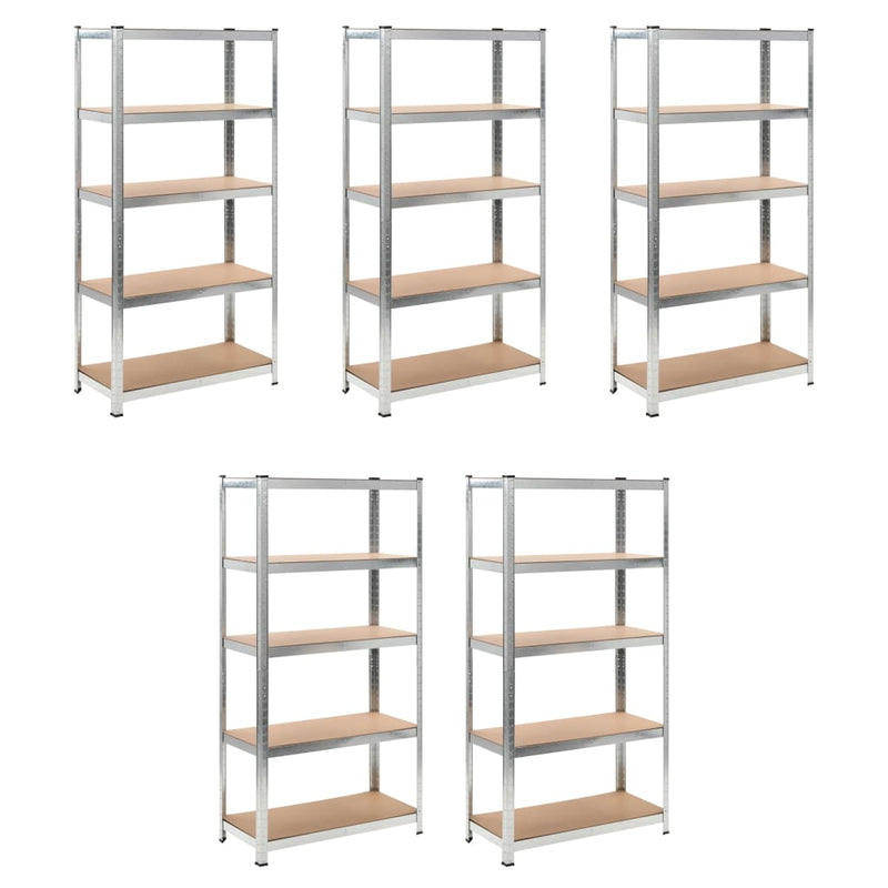 Vidaxl Rack de almacenamiento 5 capas de acero y plata procesada
