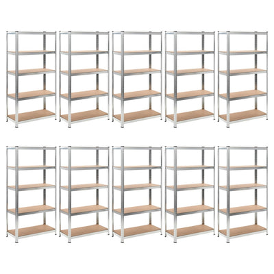 Vidaxl Storage Rack de 5 capas de acero y plata procesada de color madera de color
