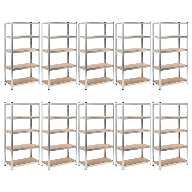 Vidaxl Storage Rack de 5 capas de acero y plata procesada de color madera de color