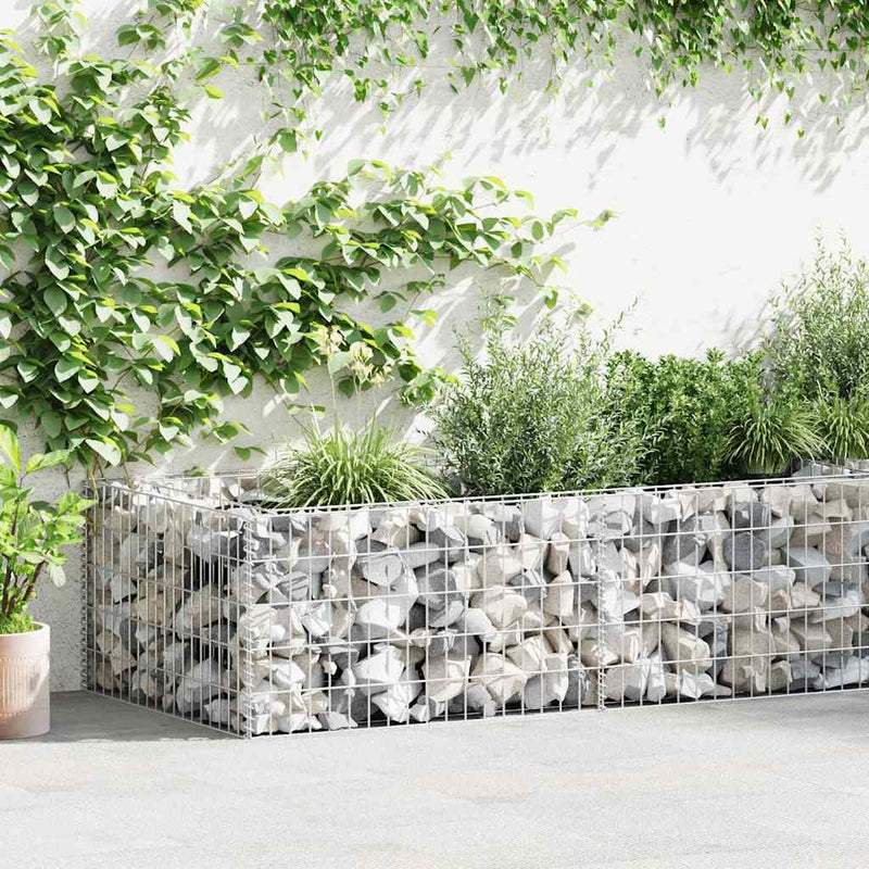 Plantador de gabión Vidaxl Benk 180x90x50 cm de acero galvanizado