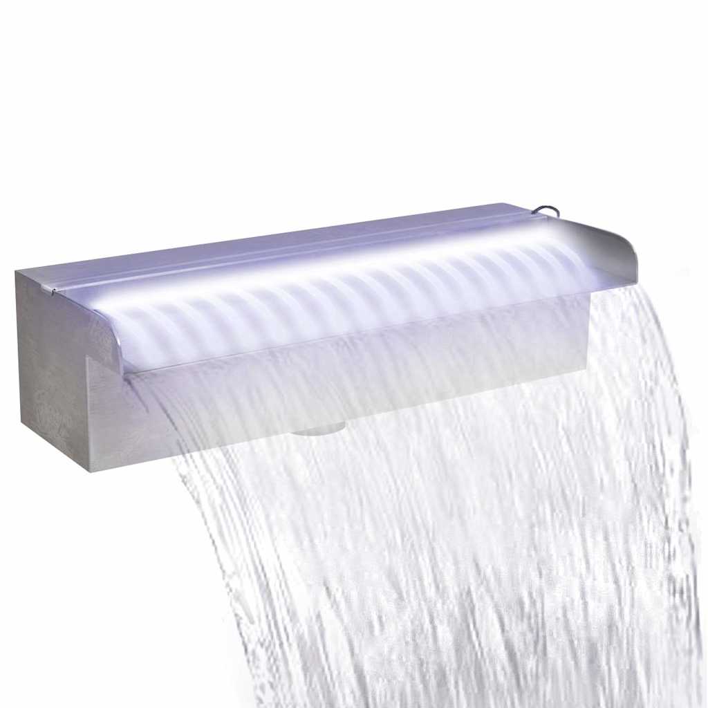 Vidaxl Cascada de piscina con LED rectangular de 30 cm de acero inoxidable