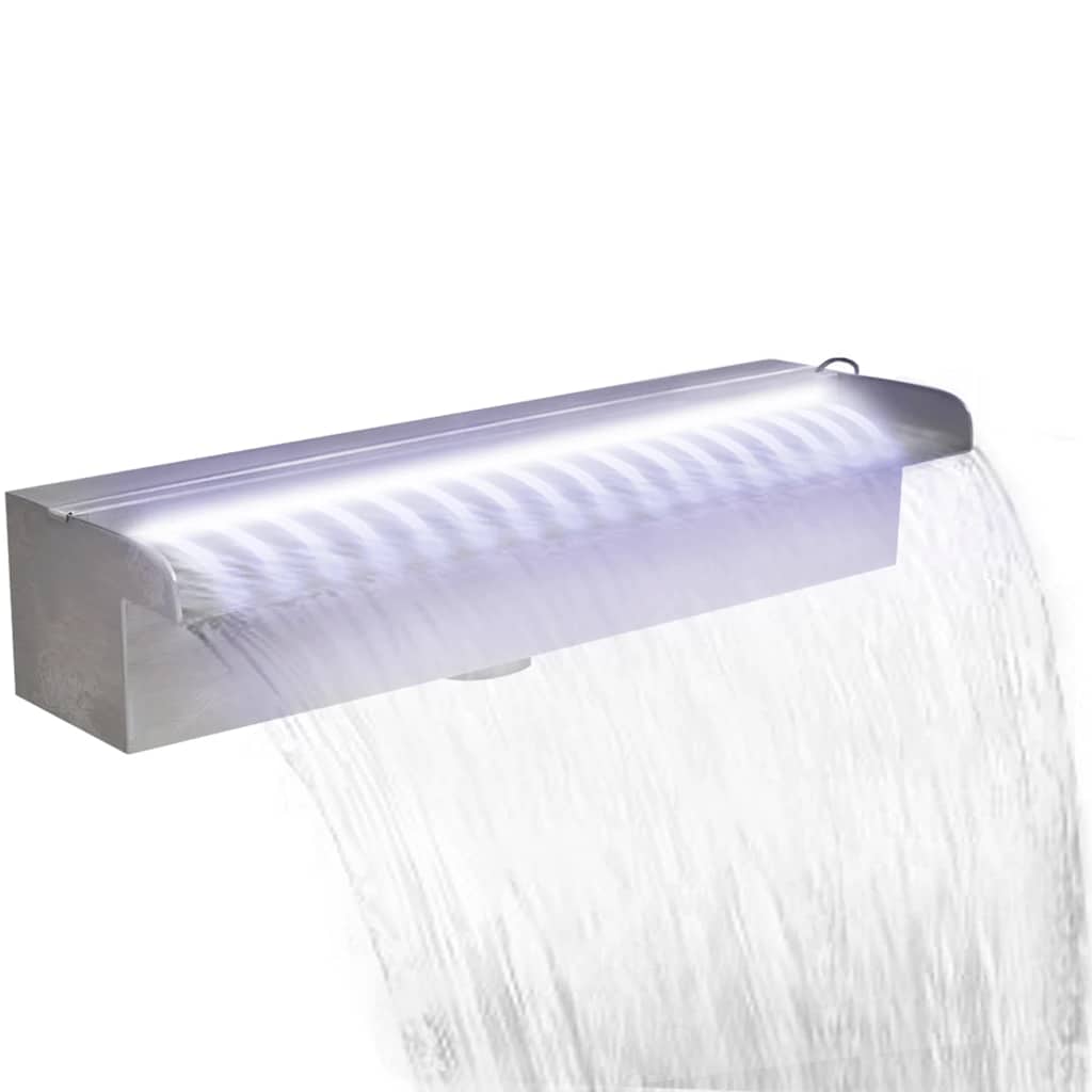 Vidaxl piscina a cascata con LED rettangolare in acciaio inossidabile da 45 cm
