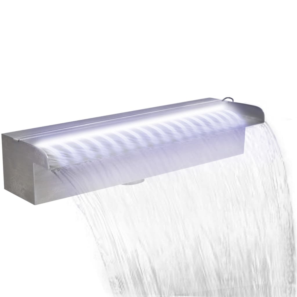 Vidaxl Cascada de piscina con LED Rectangular 45 cm de acero inoxidable