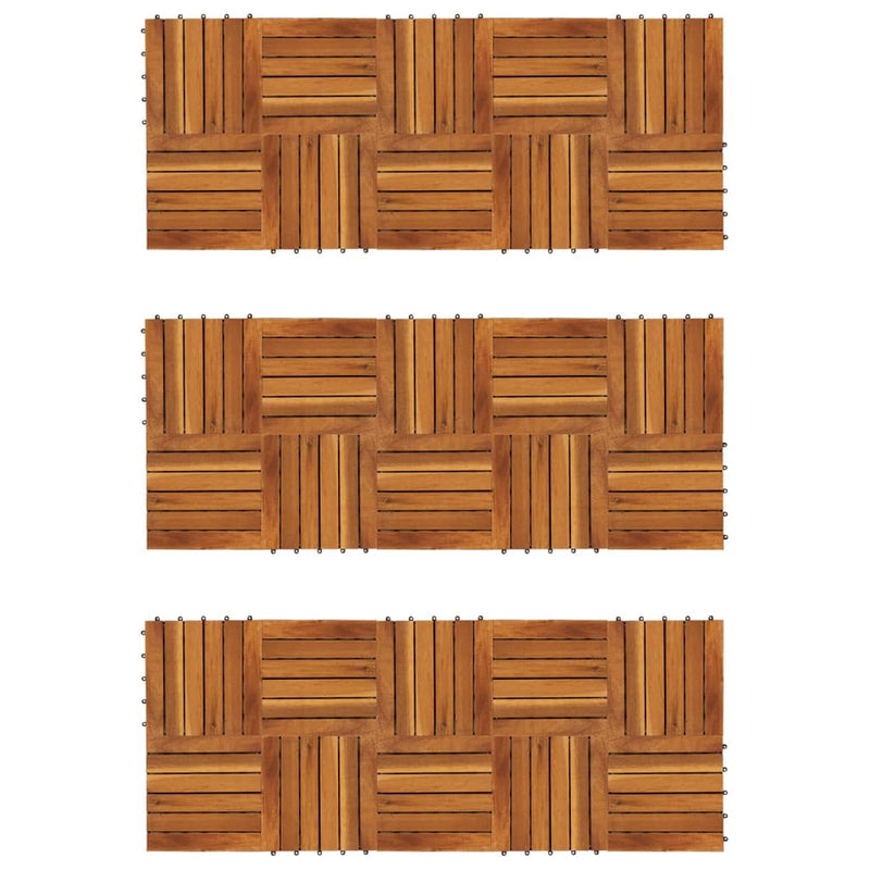 Vidaxl Terrace Tiles Pattern verticale 30 x 30 cm Acacia Set di 30