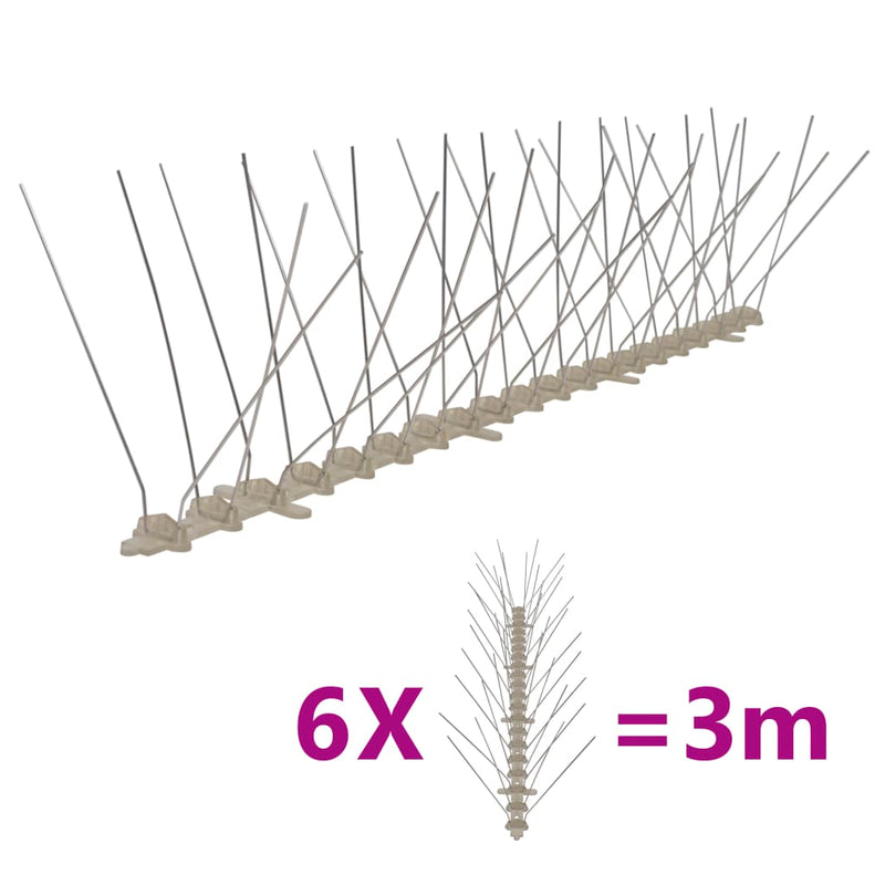 Vidaxl Pins Vogelen Pigeon con 4 filas de 6 pcs 3 m de plástico