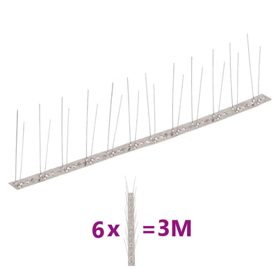 Vidaxl Vogelen Pigeon Pin con 2 file 6 St 3 m in acciaio inossidabile