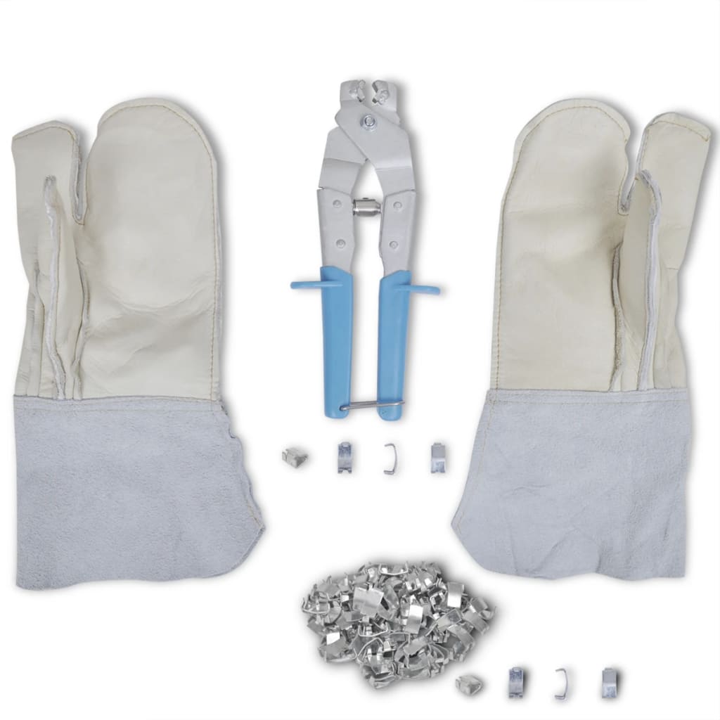 Accessori per filo spinato Vidaxl Set con barra di montaggio, guanti