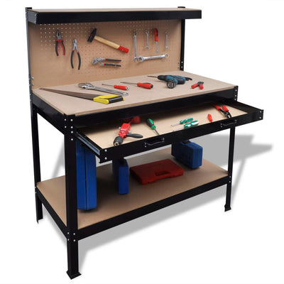 Vidaxl Workbench con scheda di sospensione e cassetto