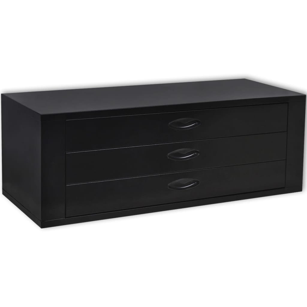 Caja de herramientas de Vidaxl con 3 cajones de negro de metal