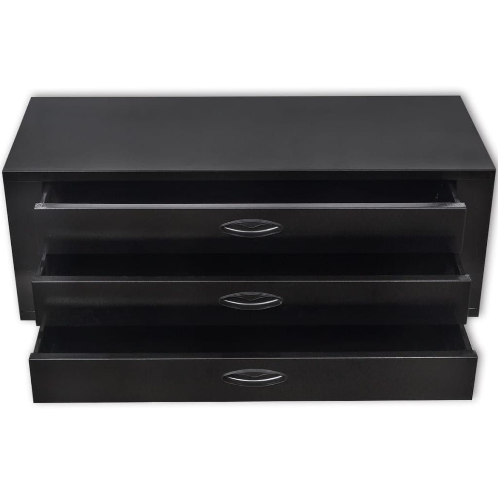 Caja de herramientas de Vidaxl con 3 cajones de negro de metal
