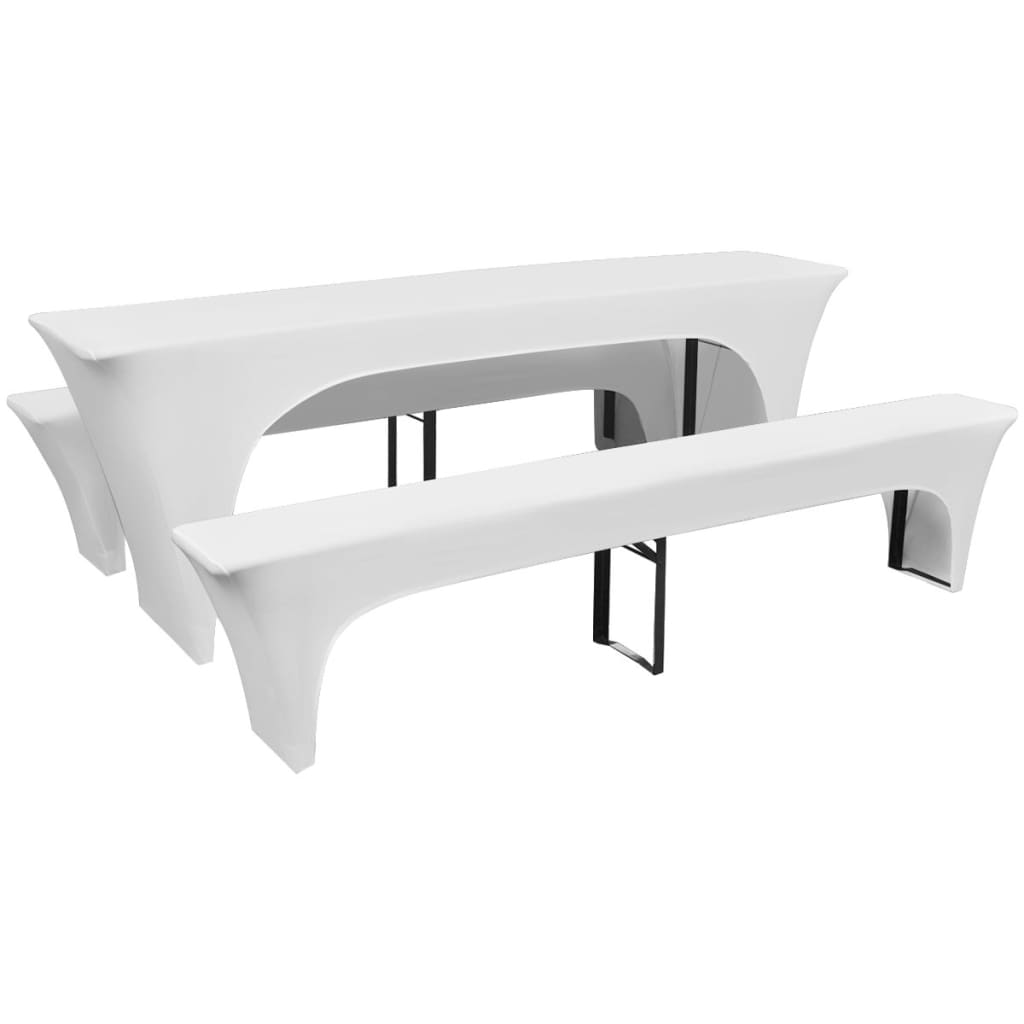 Case Vidaxl per tavolo da birra e panchine allungate bianche 3 pezzi 220 x 70 x 80 cm