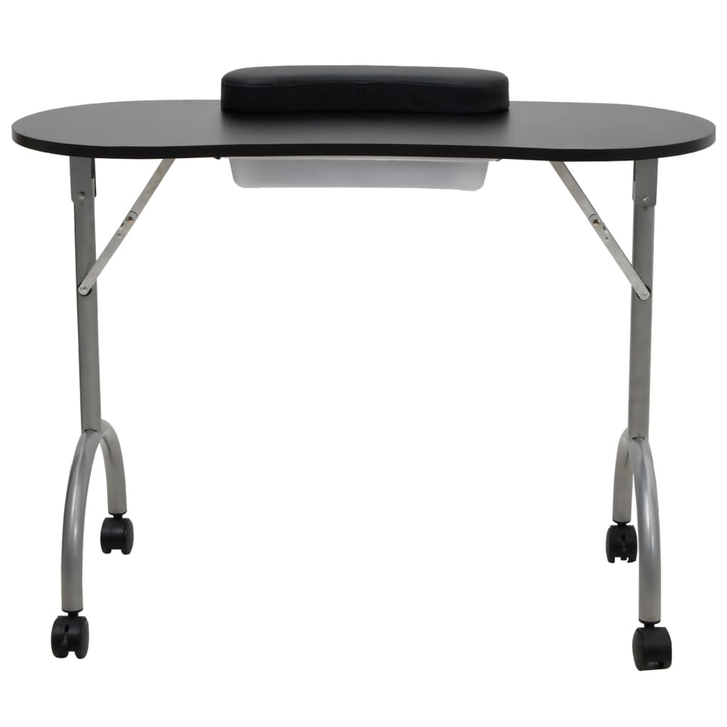 Vidaxl manicuret tavolo pieghevole con ruote nere