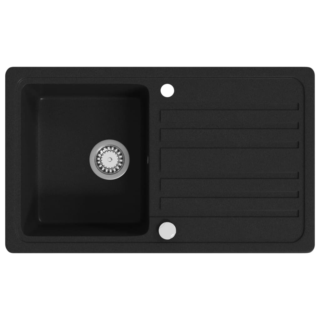 Vidaxl fregadero de granito de granito con drenaje negro reversible