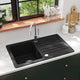 Vidaxl fregadero de granito de granito con drenaje negro reversible