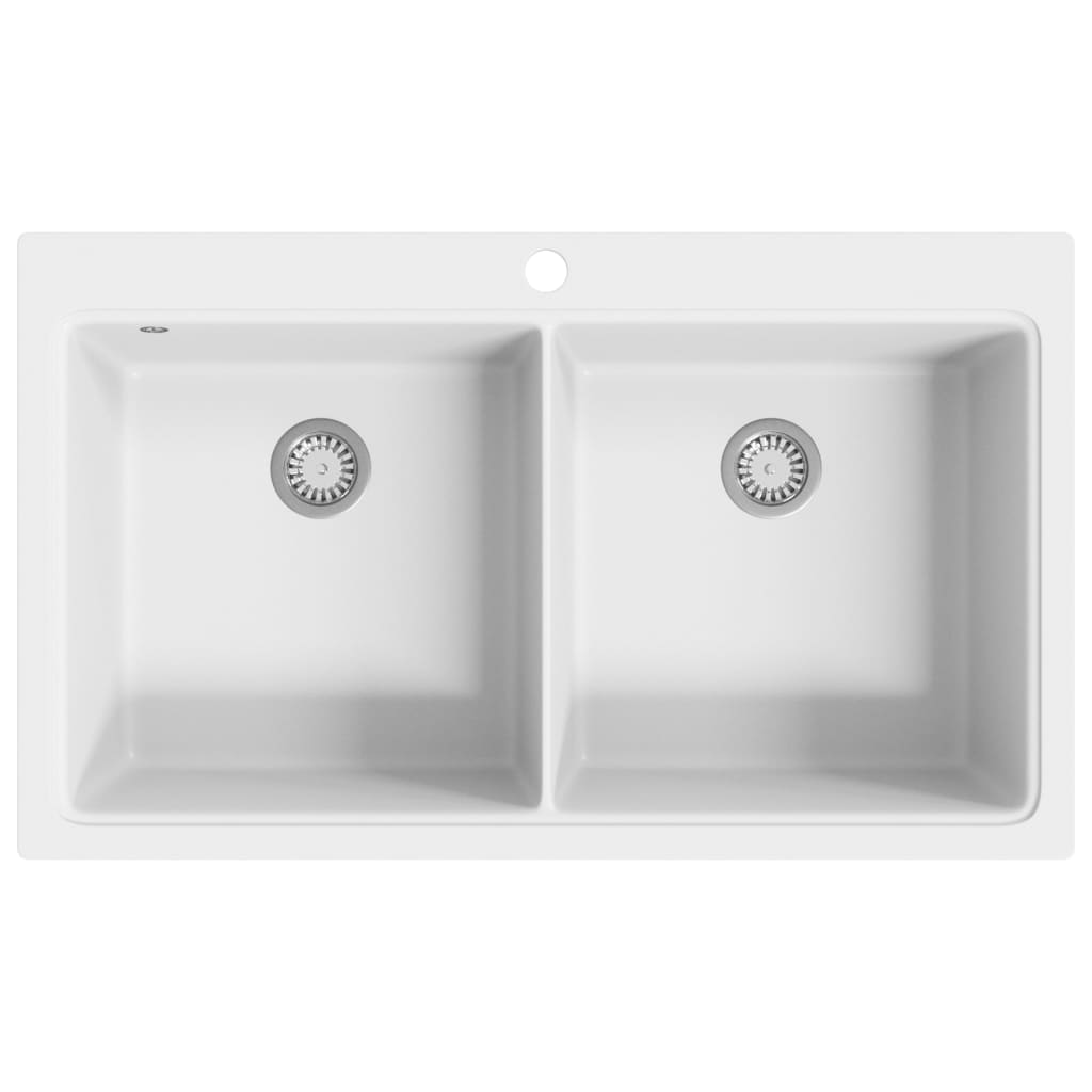 Vidaxl spoelbak opbouw graniet dubbele bak wit