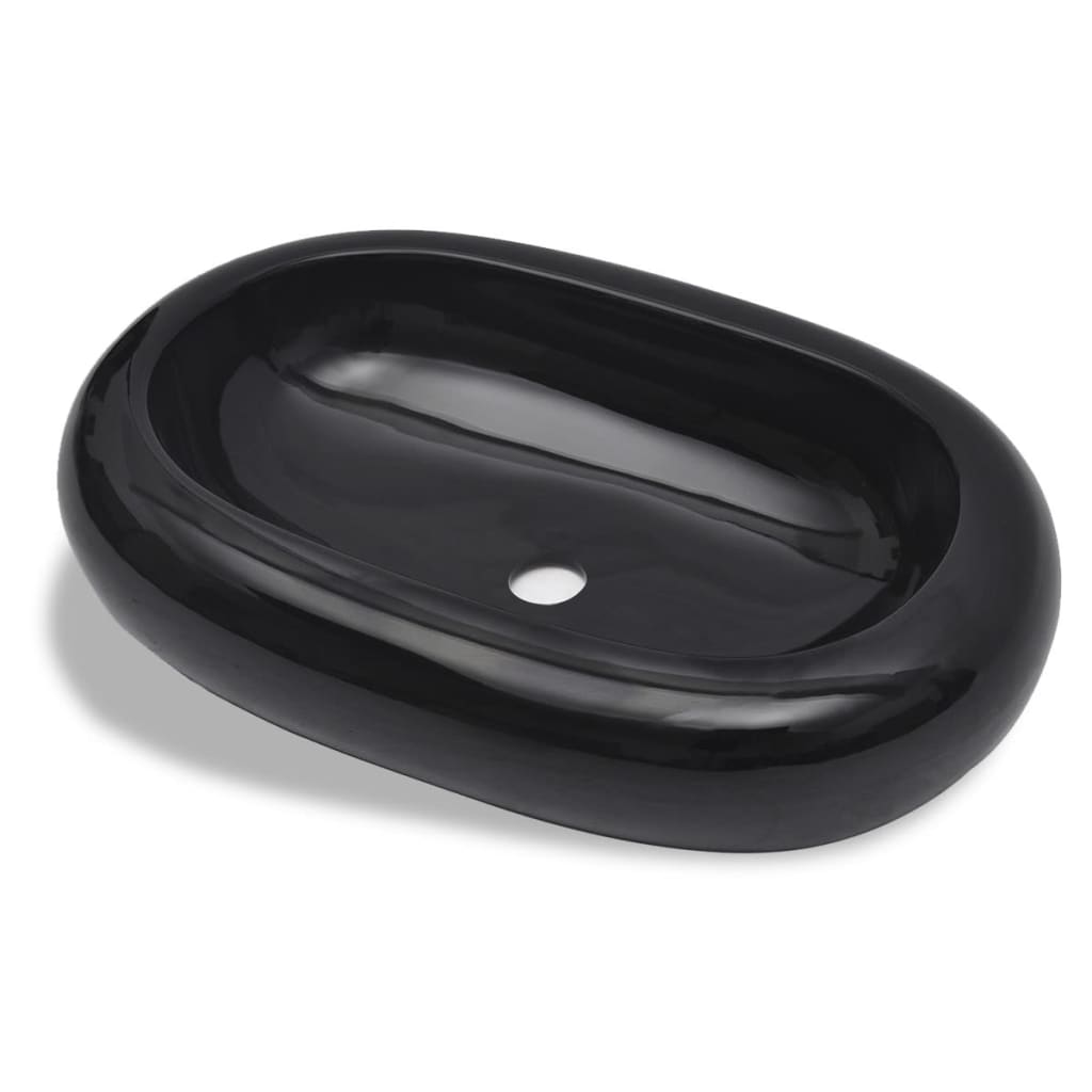 Vidaxl Washbasin, ceramica, ovale, nero