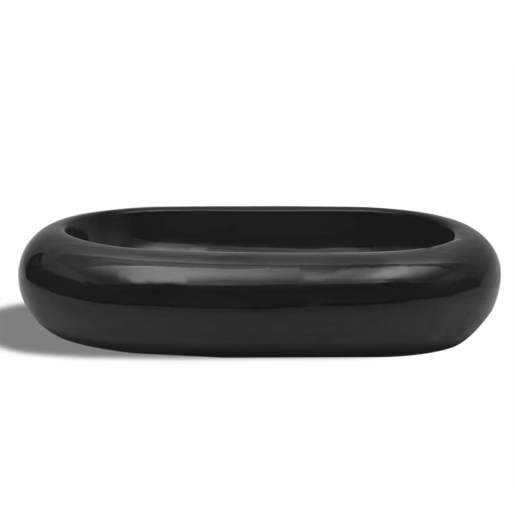 Vidaxl Washbasin, ceramica, ovale, nero
