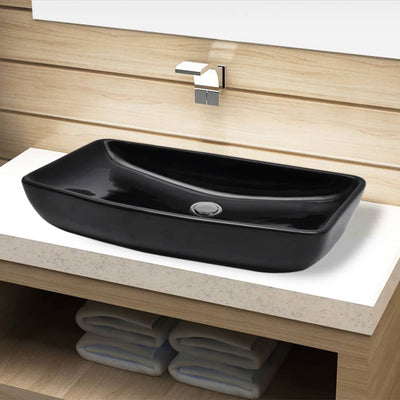 Fregadero de Vidaxl, cerámica, rectangular, negro